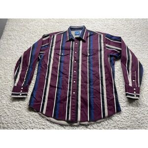 Wrangler Men's XL VTG 90s Brushpopper Pearlsnap L/S Western Striped M EUC